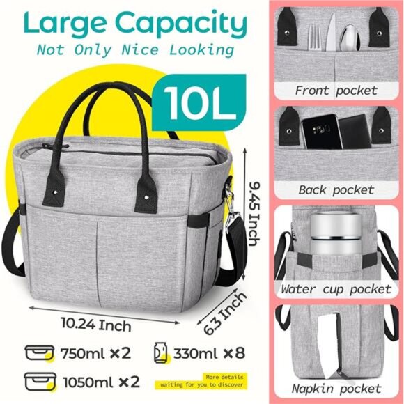 Cute&Classy Roomy Insulated Lunch Bags for Women - Stylish & Functional Large - Picture 2 of 7